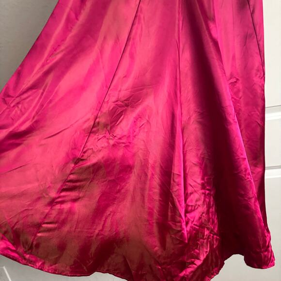 Vintage 90s Zum Zum Satin Maxi Skirt Jewel Tone Red/Pink Formal Small Whimsical - Picture 7 of 13